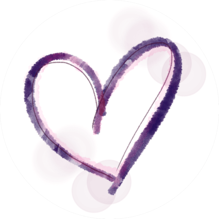 purple watercolor heart with white background