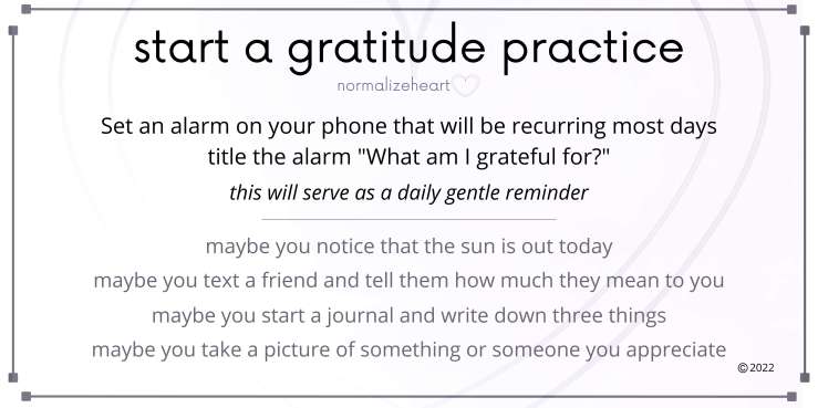 start a gratitude practice, normalizeheart