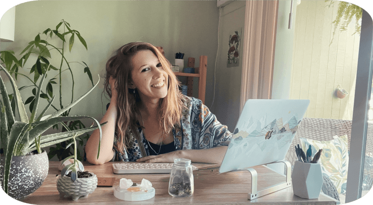 Madi k May portrait of her at the normalizeheart desk
